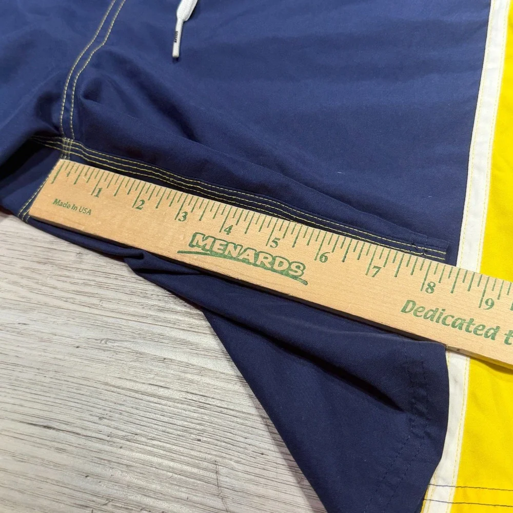 Vintage Y2K Nike Swim Trunks Mens Sz M Yellow Blue Lined Pocket Elastic Waist